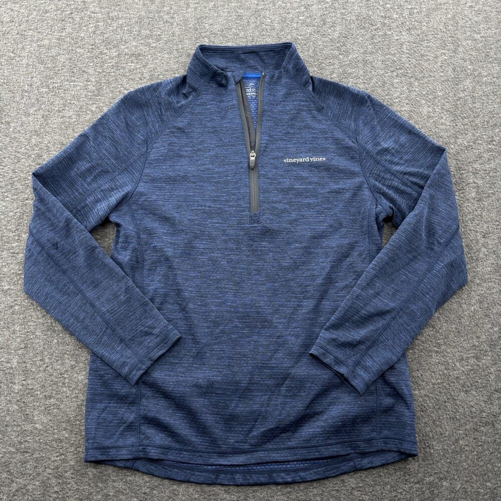 Vineyard Vines Mens Performance 1/4 Zip Pullover Small Blue Striped GUC